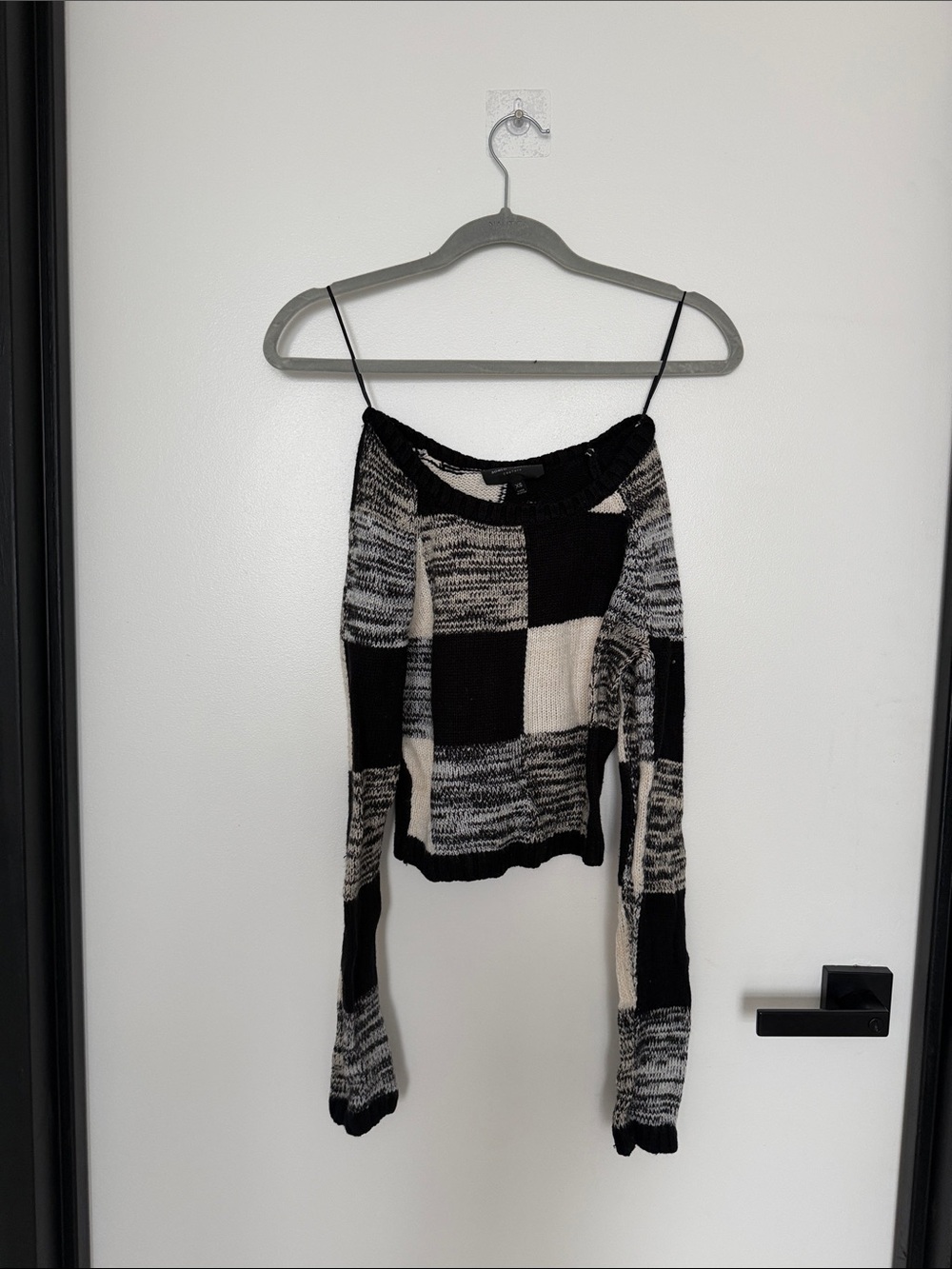 Romeo & Juliet Couture Black and Cream Patchwork Sweater